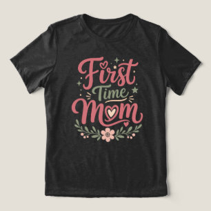 Erstes Mal Mama Süßes Florales Mutterdesign Tri-Blend Shirt