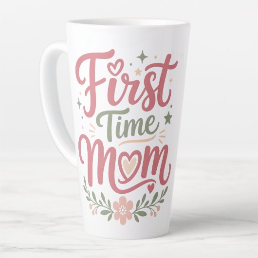 Erstes Mal Mutter Süßes Florales Mutterdesign Milchtasse (Linke Ecke)