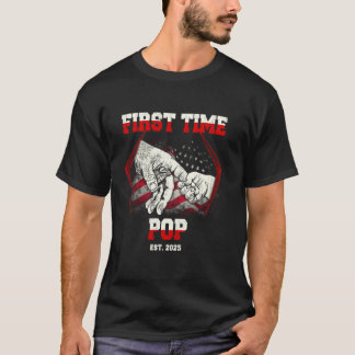 Erstes Mal Pop Est. 2025 Lustige Amerikanische Fla T-Shirt