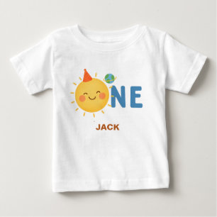 Erstes Mal um die Sonne Personalisiertes Kindershi Baby T-shirt