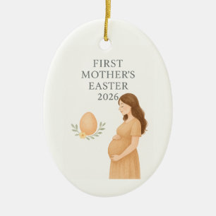 Erstes Mutter-Ostern – Sanfte Schwangerschafts-Ill Keramik Ornament