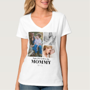 Erstes Muttertag süß 3-Foto-Collage-Plakette T-Shirt
