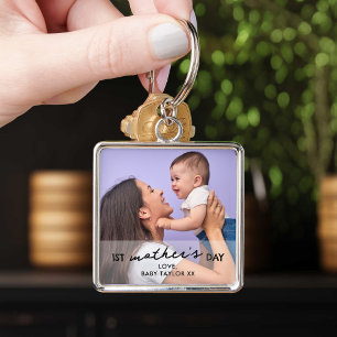 Erstes Muttertags-Baby- und Mutter-Foto Schlüsselanhänger