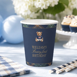 Erstes Navy-Karobär-Bärchen-Geburtstag  Pappbecher