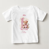 Erstes neues Jahr Mädchenname Pink Bear Baby T - S Baby T-shirt (Vorderseite)