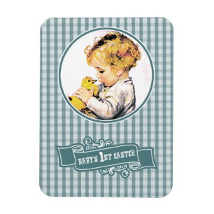 Erstes Ostern des Babys. Vintage Babyjunge Magnet