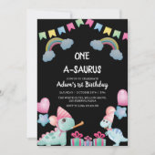 Erstes Party der Aquarellfarben-Dinosaurier Einladung (Vorderseite)