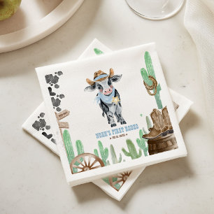 Erstes Rodeo 1. Geburtstag Baby Kuh Serviette