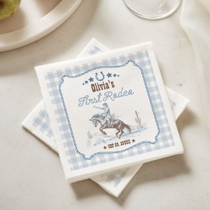 Erstes Rodeo 1. Geburtstag Blau Western Serviette