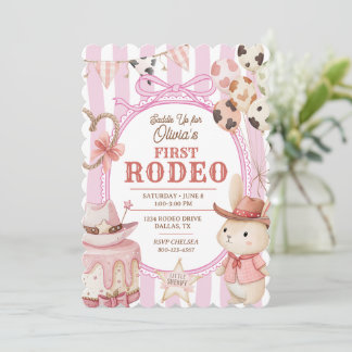 Erstes Rodeo 1. Geburtstag Cowgirl Mädchen Rosa Ha Einladung