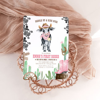 Erstes Rodeo 1. Geburtstag Kleine Cowgirl Einladung