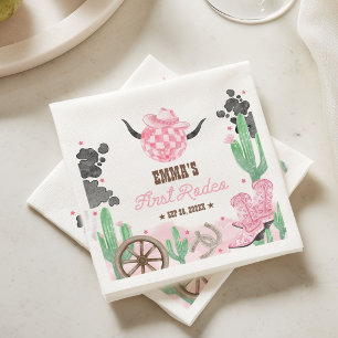 Erstes Rodeo 1. Geburtstag Pink Boho Wild West Serviette