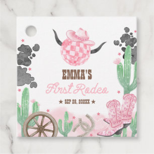 Erstes Rodeo 1. Geburtstag Pink Boho Wilder Westen Geschenkanhänger