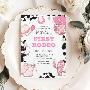 Erstes Rodeo 1. Geburtstag rosa Mädchen Geburtstag Einladung
