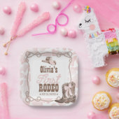 Erstes Rodeo 1. Geburtstag Staubiges Rosa Pappteller (Party)