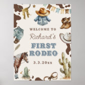Erstes Rodeo Cowboy 1. Geburtstag Party Willkommen Poster (Vorne)