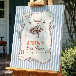 Erstes Rodeo Cowboy 1. Geburtstags-Willkommensschi Poster