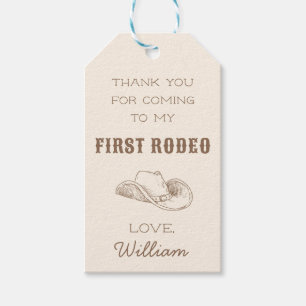 Erstes Rodeo Cowboy Western Geburtstags Dankeschön Geschenkanhänger