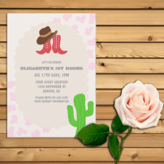 Erstes Rodeo Mädchen 1. Geburtstag Einladung