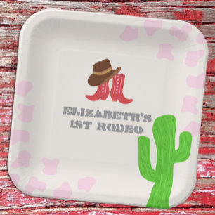 Erstes Rodeo Mädchen 1. Geburtstag Pappteller