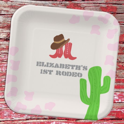 Erstes Rodeo Mädchen 1. Geburtstag Pappteller