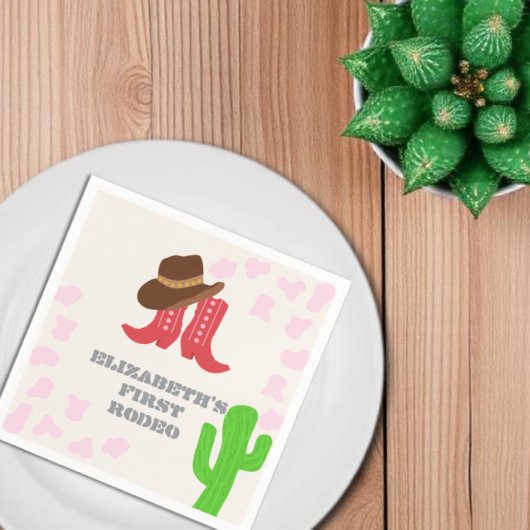 Erstes Rodeo-Mädchen 1. Geburtstag Serviette