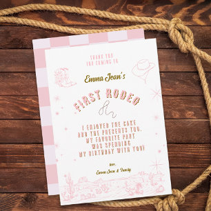 Erstes Rodeo Pink Cowgirl 1. Geburtstag Danke