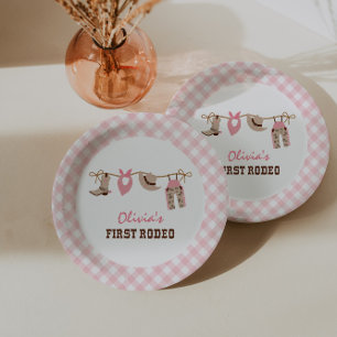 Erstes Rodeo Pink Western Cowboy 1. Geburtstag Pappteller