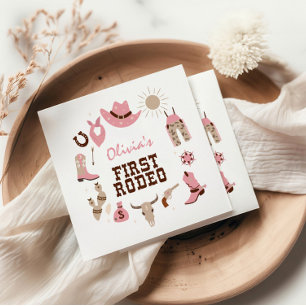 Erstes Rodeo Pink Western Cowboy 1. Geburtstag Serviette