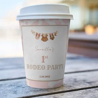 Erstes Rodeo Pinke Cowgirl Western Geburtstag Pappbecher