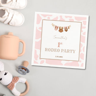 Erstes Rodeo Pinke Cowgirl Western Geburtstag Serviette
