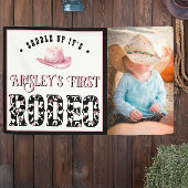 Erstes Rodeo Rosa Personalisiertes Foto 1. Geburts Banner