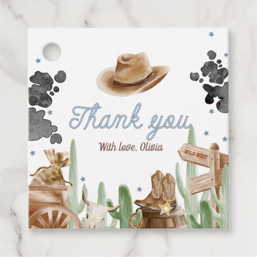 Erstes Rodeo Rustikaler Wilder Westen Geschenkanhänger (Vorderseite)