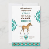 Erstes Rodeo südwestliches türkisfarbenes Pferd Einladung (Vorderseite)