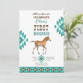 Erstes Rodeo südwestliches türkisfarbenes Pferd Einladung (Stehend Vorderseite)