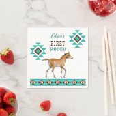 Erstes Rodeo südwestliches türkisfarbenes Pferd Serviette (Beispiel)