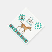 Erstes Rodeo südwestliches türkisfarbenes Pferd Serviette (Ecke)