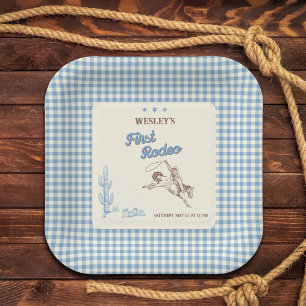 Erstes Rodeo Western Cowboy 1. Geburtstag Pappteller