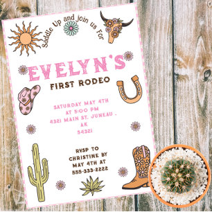 Erstes Rodeo Western Cowboy Boho Geburtstag Einladung