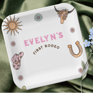 Erstes Rodeo Western Cowboy Boho Geburtstag Pappteller