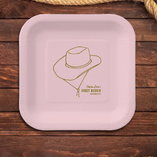 Erstes Rodeo Western Pink Cowgirl 1. Geburtstag Pappteller