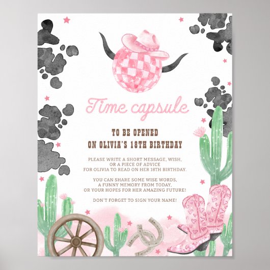 Erstes Rodeo Wild West Boho Zeitkapsel Schild (Vorne)