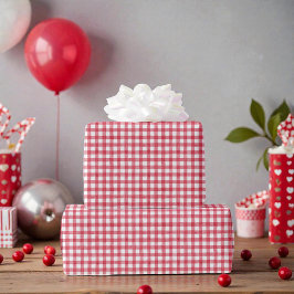 Erstes rotes Gingham-Geburtstagsfest für das Baby Geschenkpapier