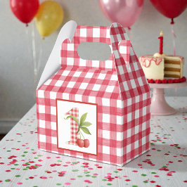Erstes rotes Gingham-Geburtstagsfest für das Baby Geschenkschachtel
