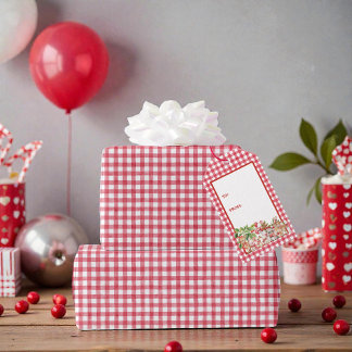 Erstes rotes Karo-Geburtstags-Outfit für Babys Geschenkanhänger
