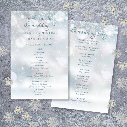 Erstes Schneeflocken-Winterhochzeitsprogramm