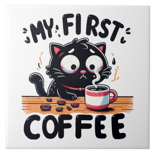 Erstes Schwarzes Kaffee-Abenteuer Fliese (Vorderseite)