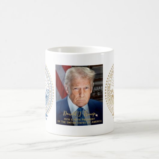 Erstes und zweites erstes Siegel Donald Trump Kaffeetasse (Mittel)