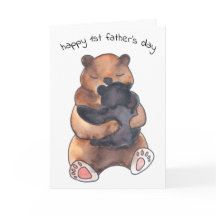 Erstes Vatertags süße Babybär Umarmungskarte