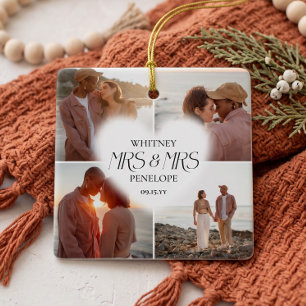 Erstes verheiratetes Frau & Frau Foto-Collage-Ande Keramikornament